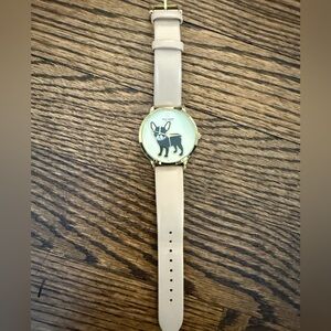 Kate Spade leather watch French bulldog blush pink